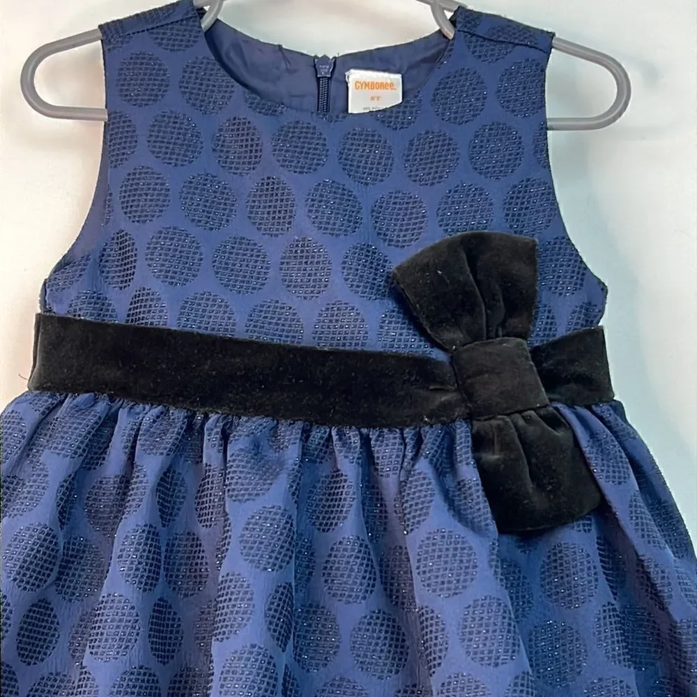 Gymboree Navy Blue Sleeveless Glitter Party Dress 3T EUC